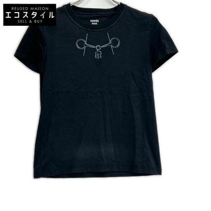HERMES エルメス 24AW 4H4643DA ブラック カルトゥッシュ モール ショートスリーブカットソー トップス