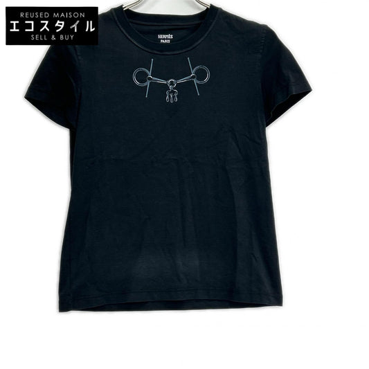 HERMES エルメス 24AW 4H4643DA ブラック カルトゥッシュ モール ショートスリーブカットソー トップス