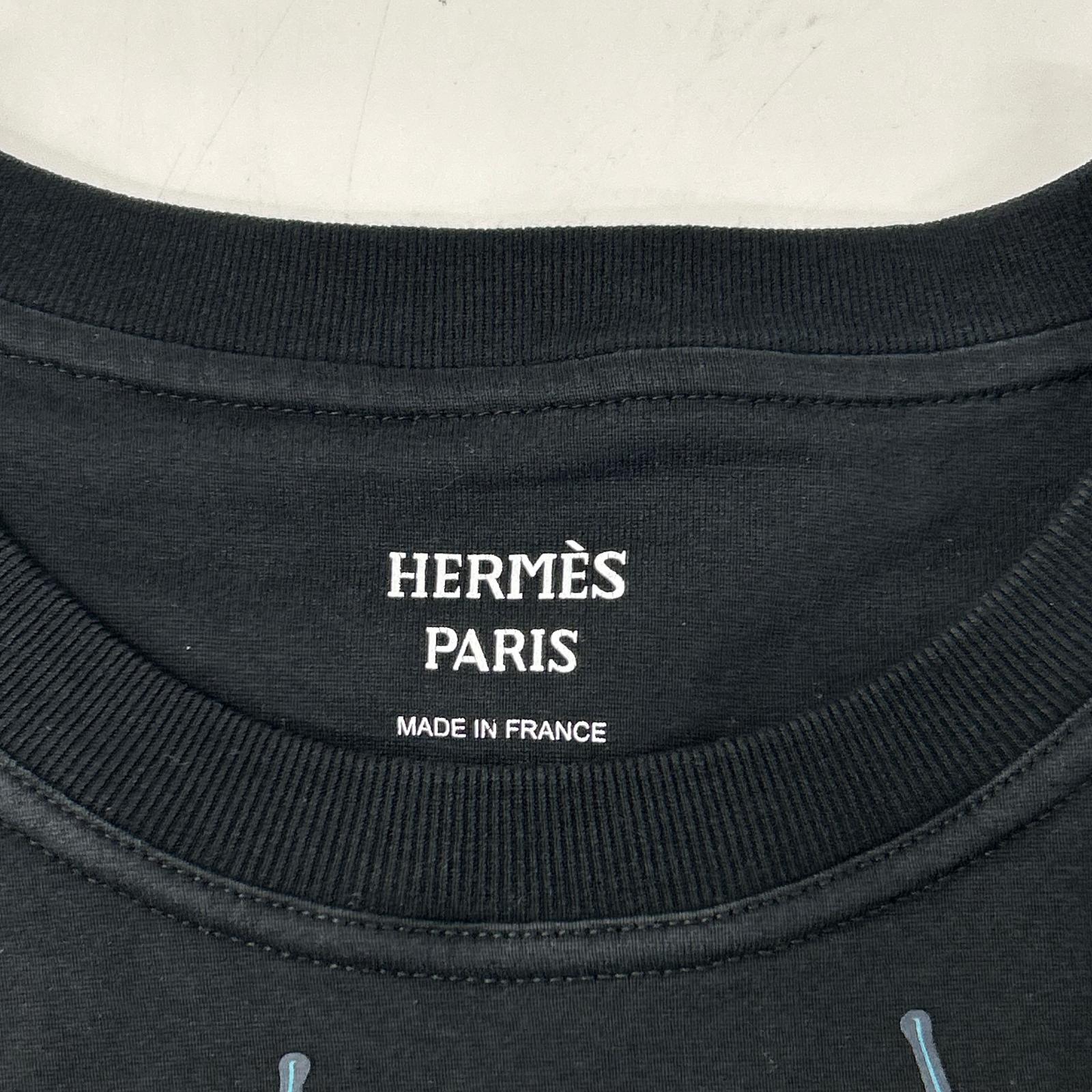 HERMES エルメス 24AW 4H4643DA ブラック カルトゥッシュ モール ショートスリーブカットソー トップス