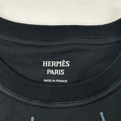 HERMES エルメス 24AW 4H4643DA ブラック カルトゥッシュ モール ショートスリーブカットソー トップス