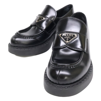 PRADA プラダ 【美品】1D246M トライアングルロゴプレート チョコレート ブラッシュドレザー ローファー シューズ
