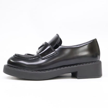 PRADA プラダ 【美品】1D246M トライアングルロゴプレート チョコレート ブラッシュドレザー ローファー シューズ