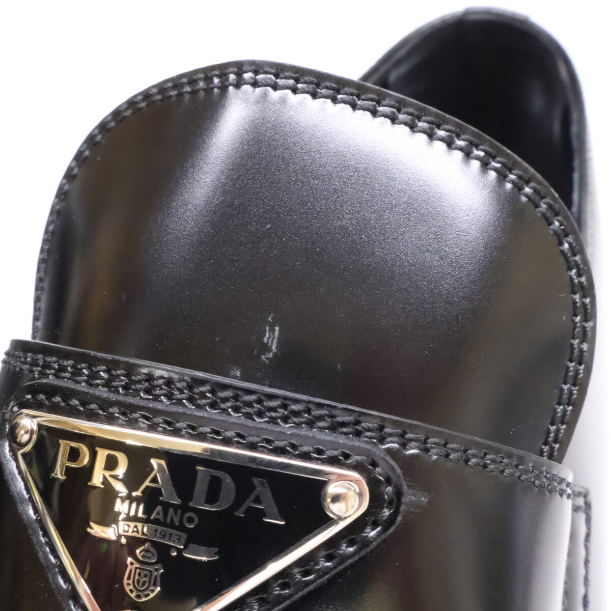 PRADA プラダ 【美品】1D246M トライアングルロゴプレート チョコレート ブラッシュドレザー ローファー シューズ