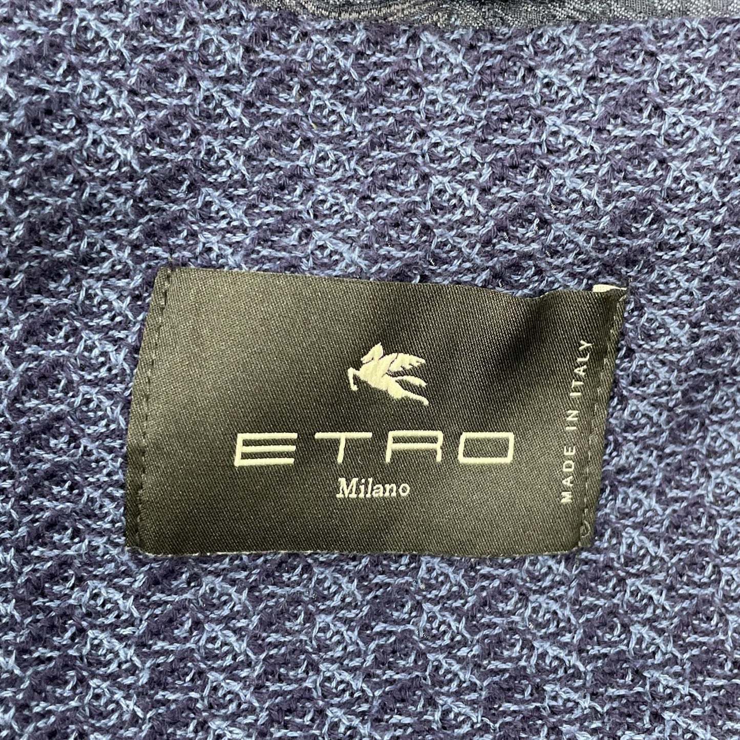 ETRO エトロ 241-MRCB0002 ブルー コットン バーティカルストライプ パターンジャガード サイドベンツ 2Bテーラードジャケット ジャケット