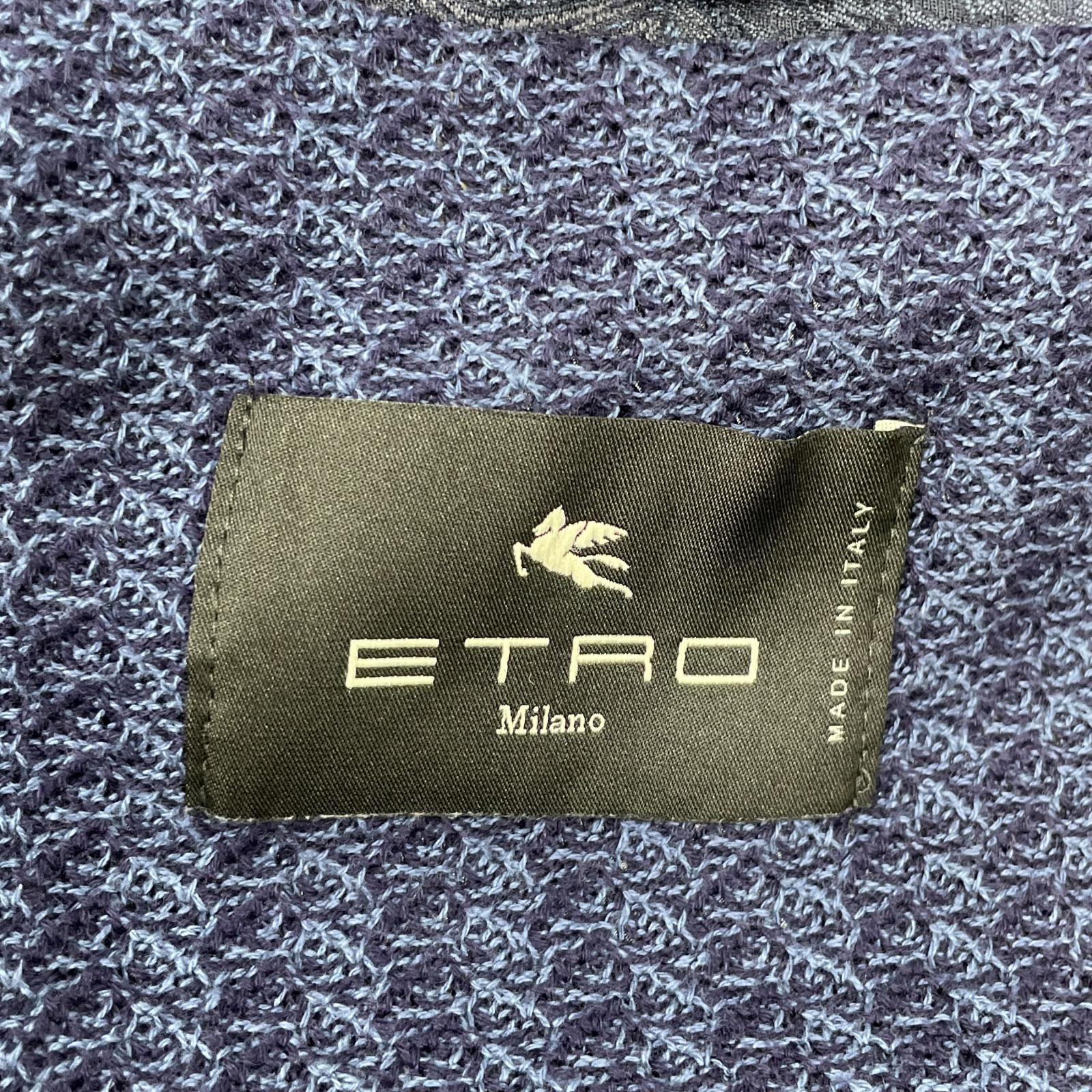 ETRO エトロ 241-MRCB0002 ブルー コットン バーティカルストライプ パターンジャガード サイドベンツ 2Bテーラードジャケット ジャケット