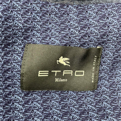 ETRO エトロ 241-MRCB0002 ブルー コットン バーティカルストライプ パターンジャガード サイドベンツ 2Bテーラードジャケット ジャケット