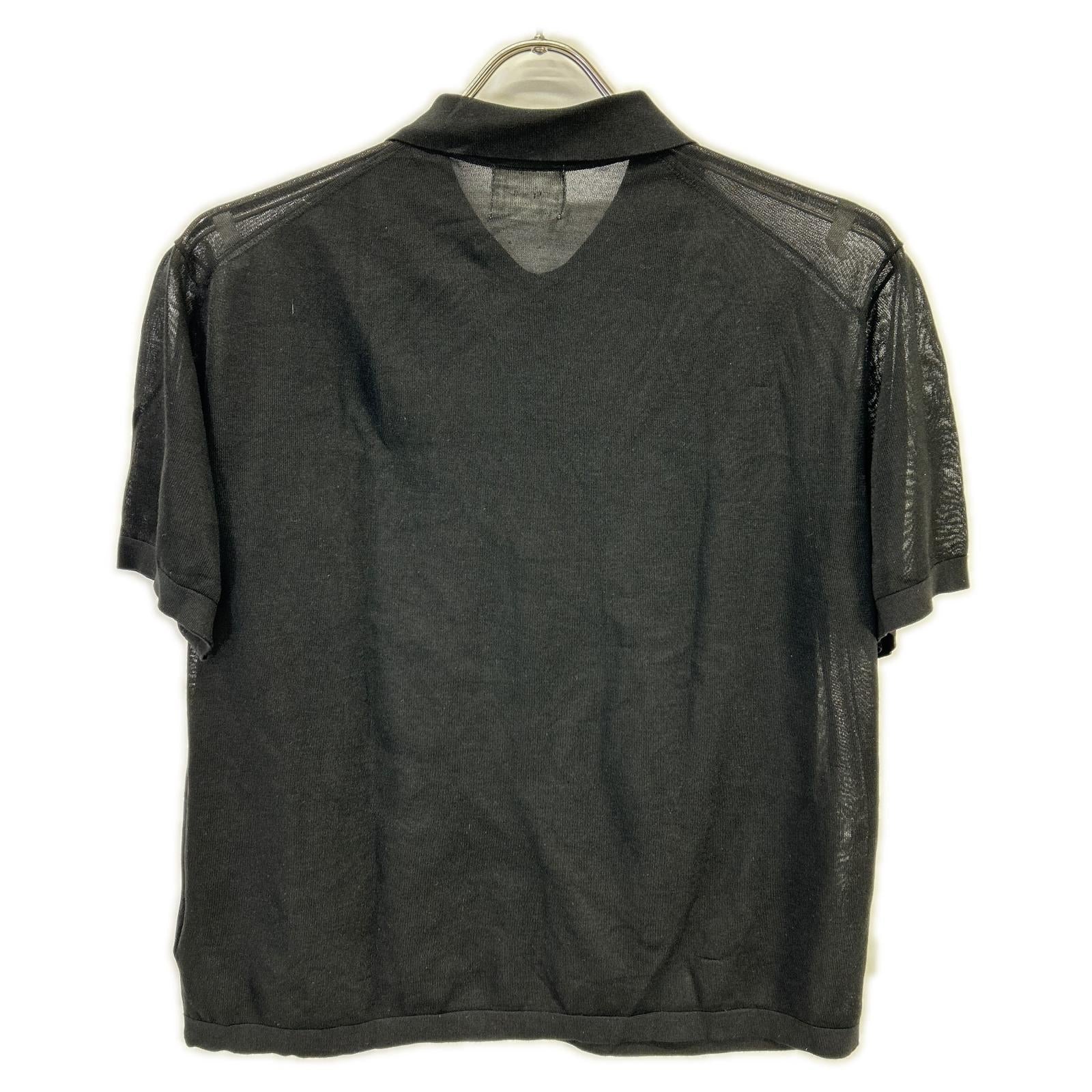 RETROVE 26SS 26-080-560-8100 Black Silk-Blend Shell-Button Short-Sleeve Sheer Shirt Tops