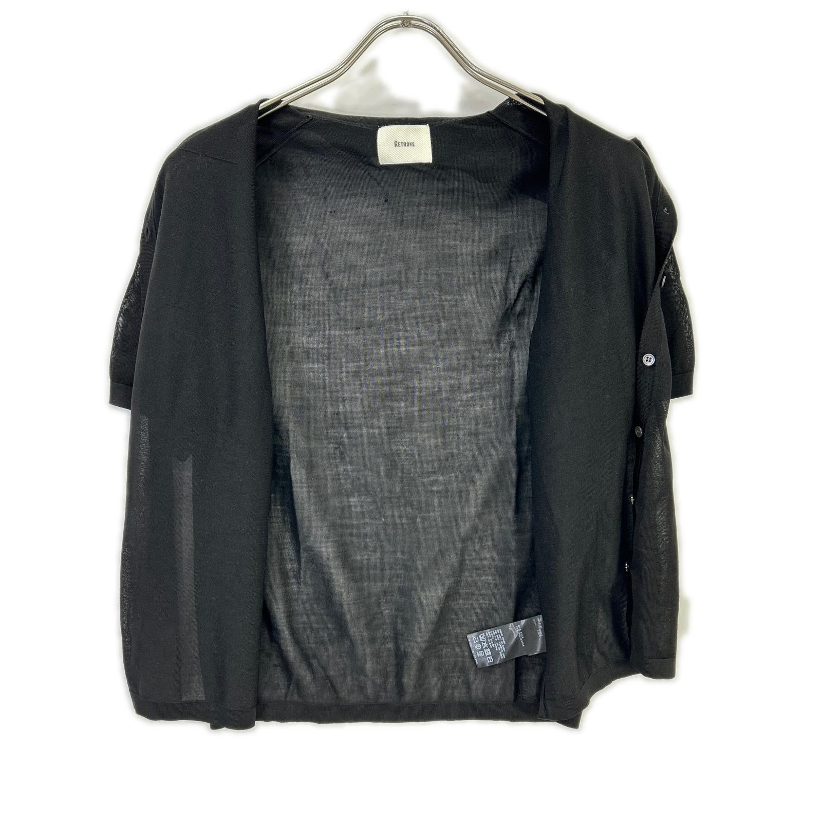 RETROVE リトローヴ 26SS 26-080-560-8100 ブラック シルク混 シェルボタン ショートスリーブシアーシャツ トップス