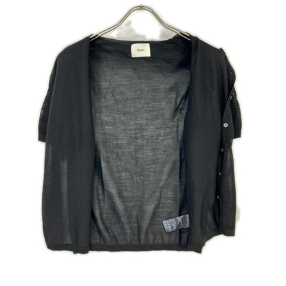 RETROVE リトローヴ 26SS 26-080-560-8100 ブラック シルク混 シェルボタン ショートスリーブシアーシャツ トップス