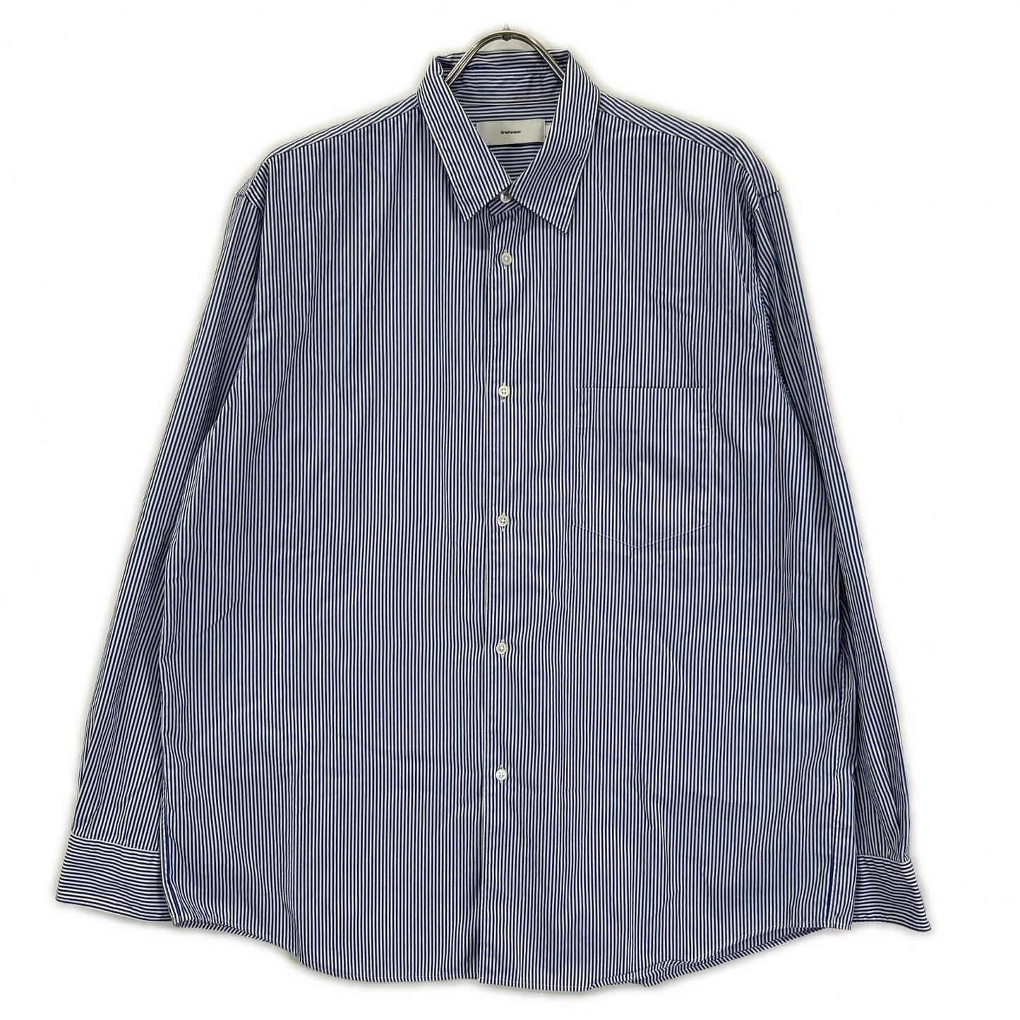 Graphpaper グラフペーパー GM233-50032STB High Count Regular Collar Round Cut Shir ストライプ 長袖シャツ トップス