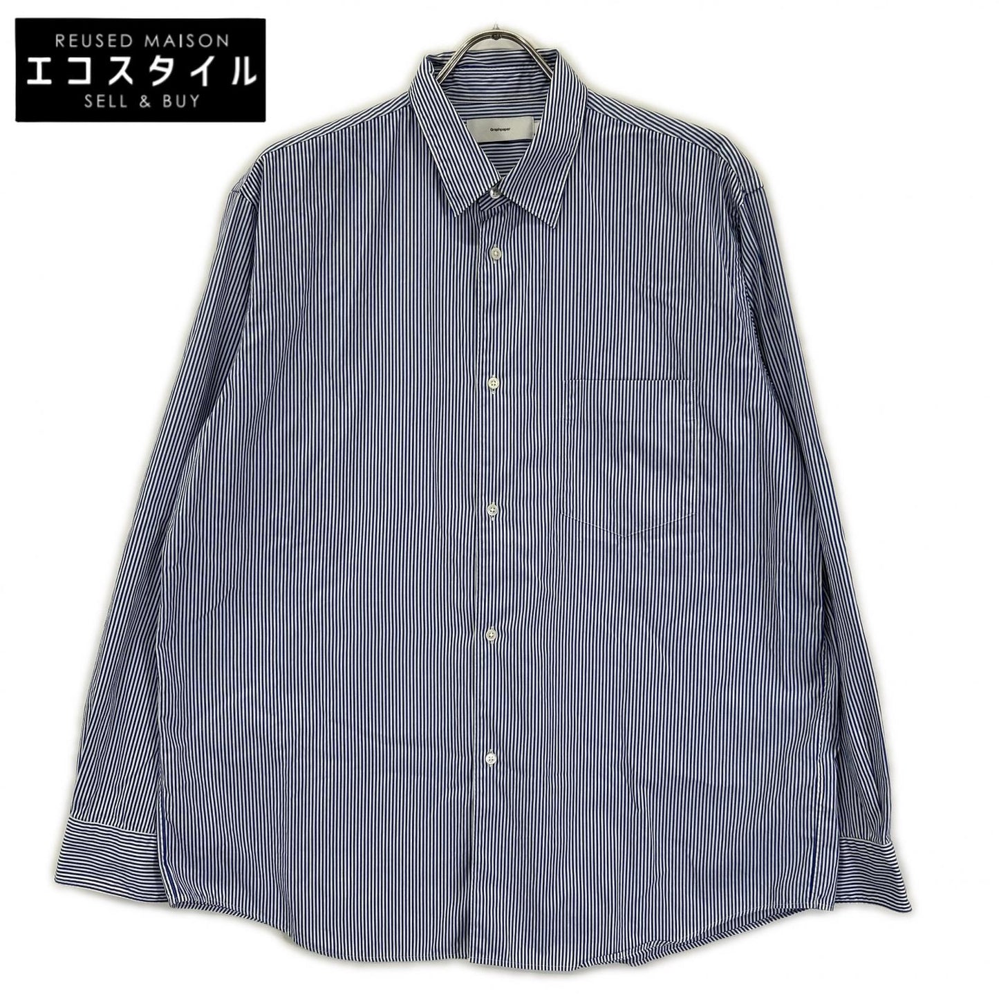 Graphpaper グラフペーパー GM233-50032STB High Count Regular Collar Round Cut Shir ストライプ 長袖シャツ トップス