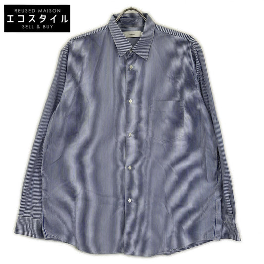 Graphpaper グラフペーパー GM233-50032STB High Count Regular Collar Round Cut Shir ストライプ 長袖シャツ トップス