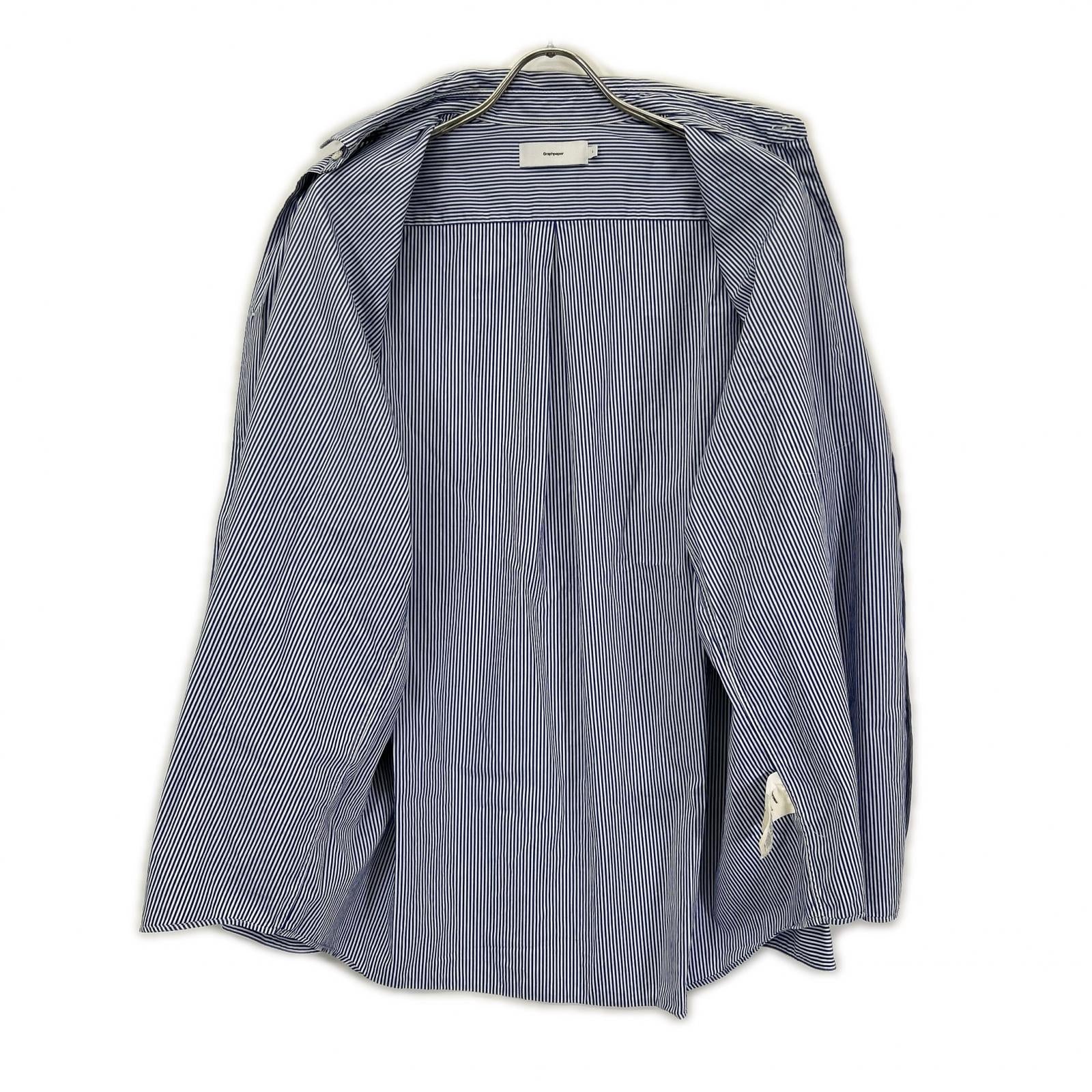 Graphpaper グラフペーパー GM233-50032STB High Count Regular Collar Round Cut Shir ストライプ 長袖シャツ トップス