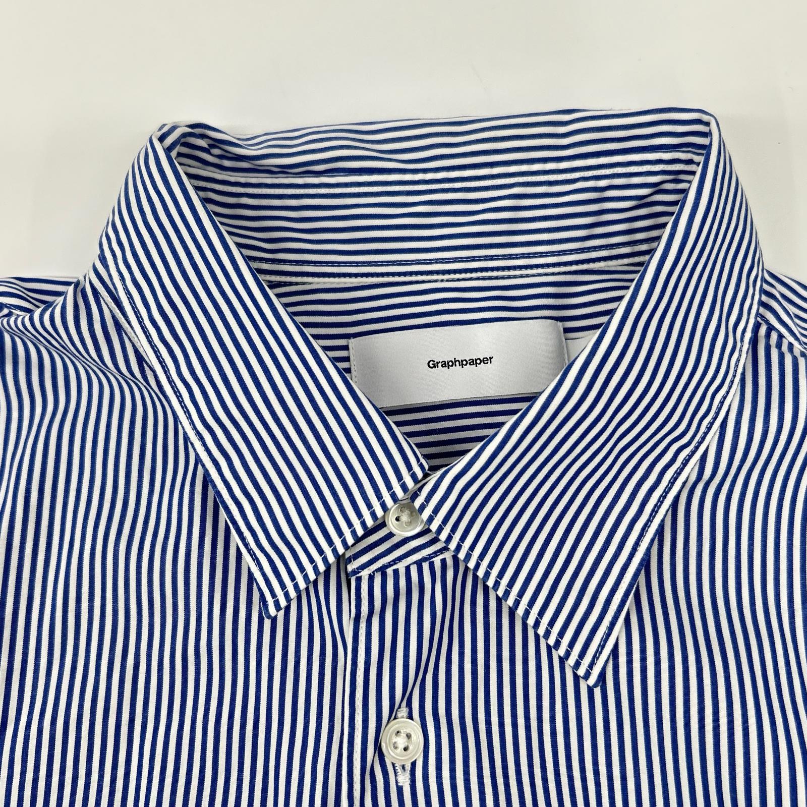 Graphpaper グラフペーパー GM233-50032STB High Count Regular Collar Round Cut Shir ストライプ 長袖シャツ トップス
