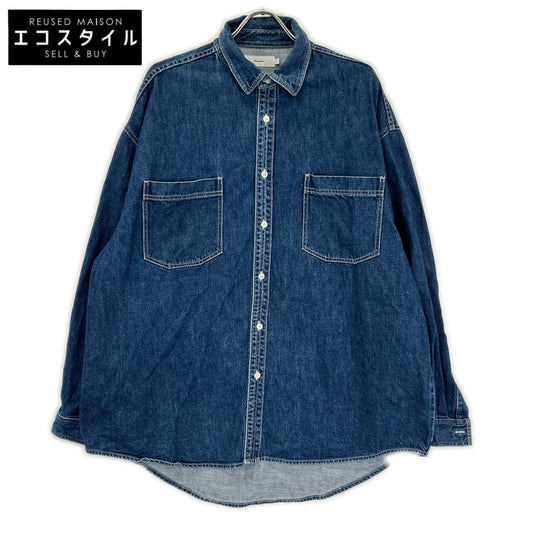 Graphpaper グラフペーパー GM211-50078B インディゴ コットン オーバーサイズ Denim Regular Collar Shirt トップス