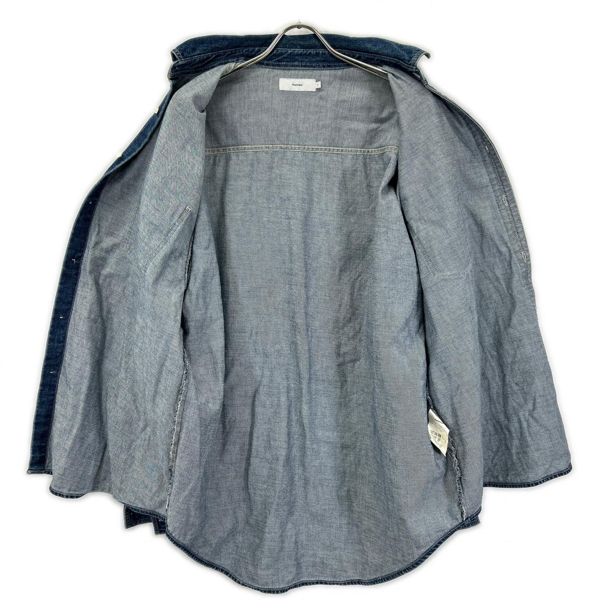 Graphpaper グラフペーパー GM211-50078B インディゴ コットン オーバーサイズ Denim Regular Collar Shirt トップス