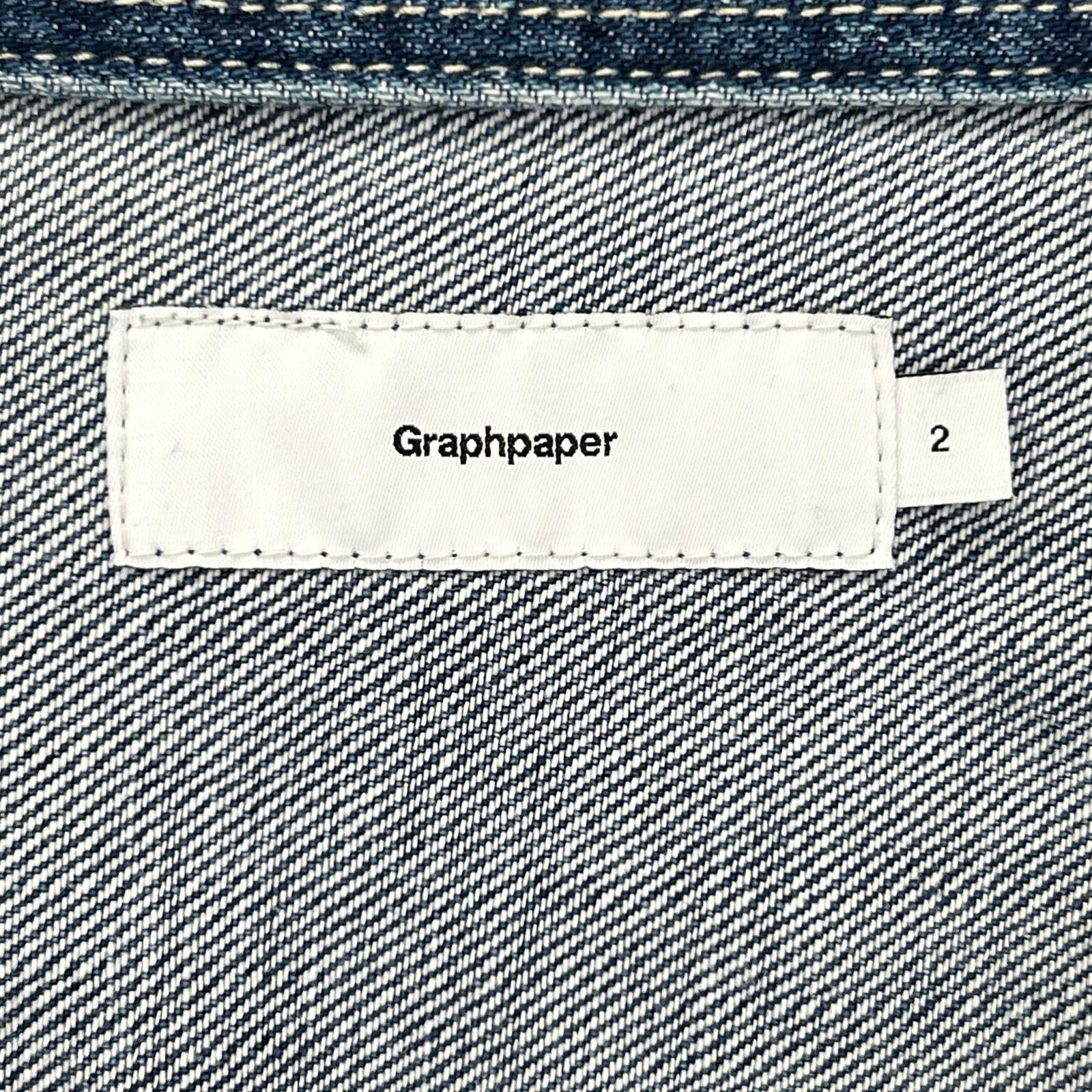 Graphpaper グラフペーパー GM211-50078B インディゴ コットン オーバーサイズ Denim Regular Collar Shirt