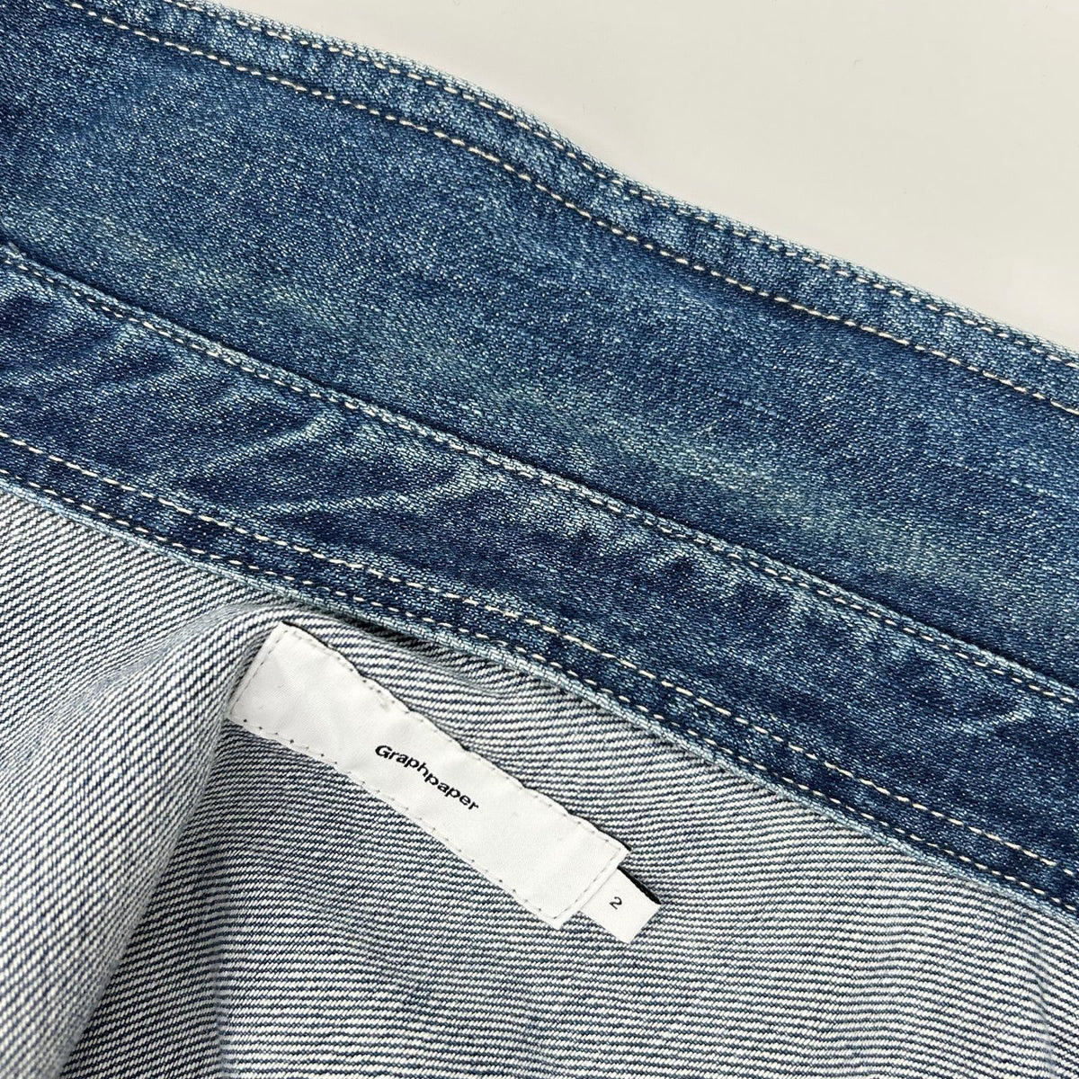 Graphpaper グラフペーパー GM211-50078B インディゴ コットン オーバーサイズ Denim Regular Collar Shirt トップス