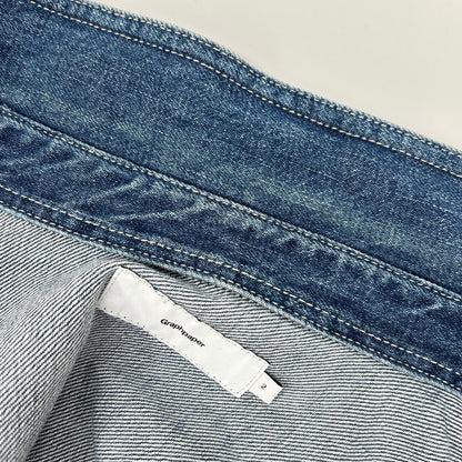 Graphpaper グラフペーパー GM211-50078B インディゴ コットン オーバーサイズ Denim Regular Collar Shirt トップス