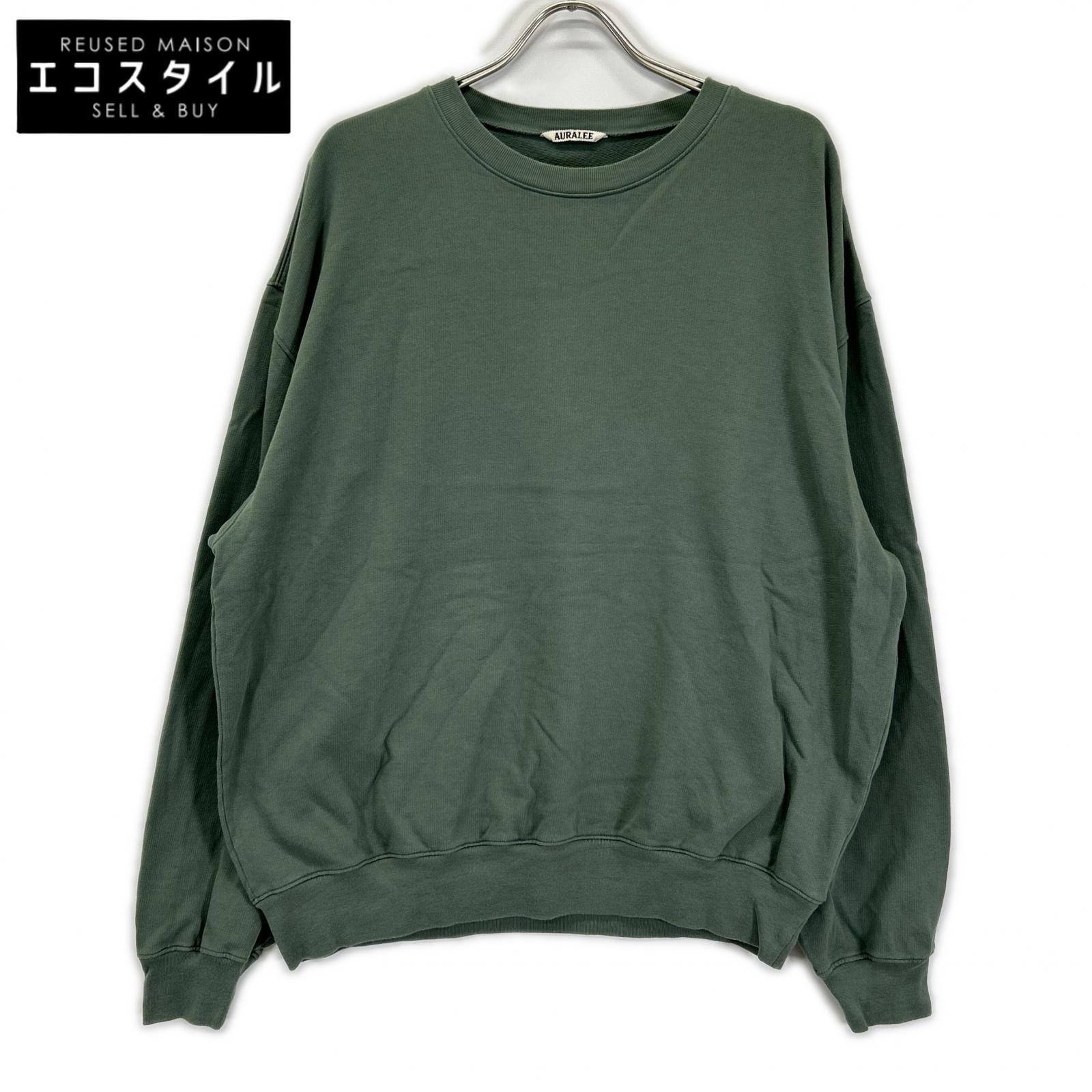 AURALEE オーラリー A24SP01HU グリーン コットン SUPER HIGH GAUZE SWEAT P/O トップス