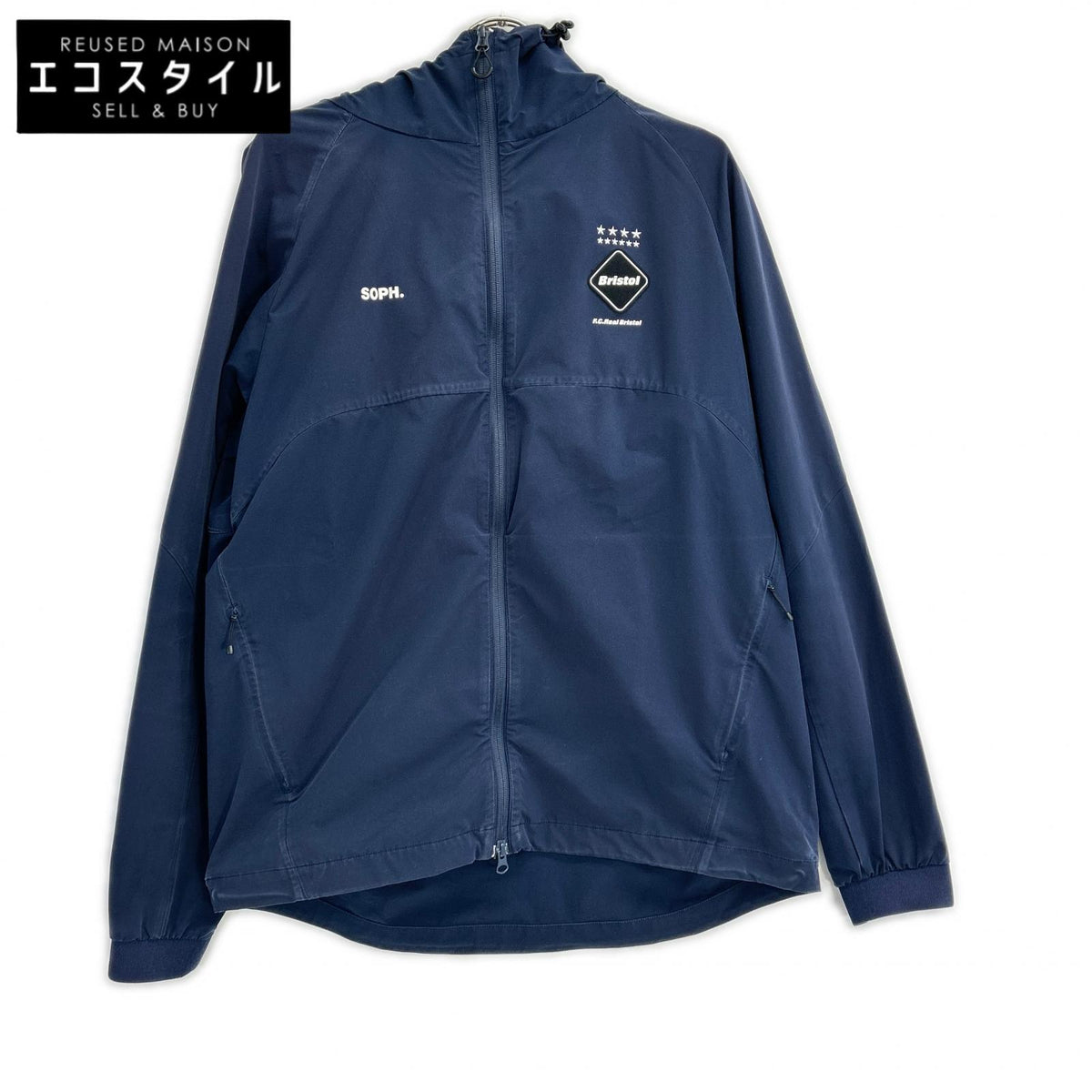 F.C.Real Bristol エフシーリアルブリストル FCRB-212041 ネイビー×ホワイト ポリエステル バックロゴ VENTILATION TRACK JACKET トップス