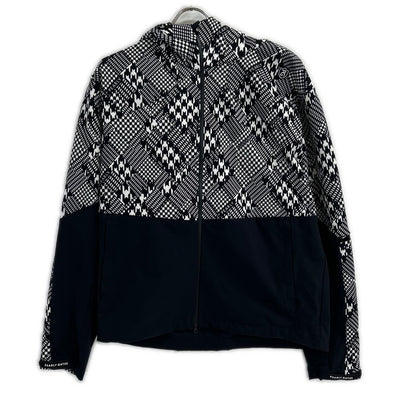 PEARLY GATES Pearly Gates 053-3220903 Black × White Polyester Houndstooth Hooded Zip Jacket