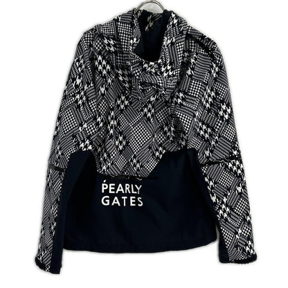 PEARLY GATES Pearly Gates 053-3220903 Black × White Polyester Houndstooth Hooded Zip Jacket