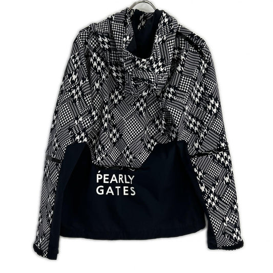 PEARLY GATES パーリーゲイツ 053-3220903ブラック×ホワイト ポリエステル 千鳥柄 フーデッドジップジャケット ジャケット