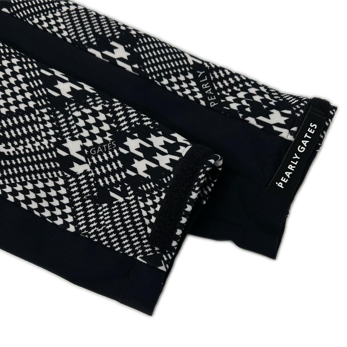 PEARLY GATES Pearly Gates 053-3220903 Black × White Polyester Houndstooth Hooded Zip Jacket
