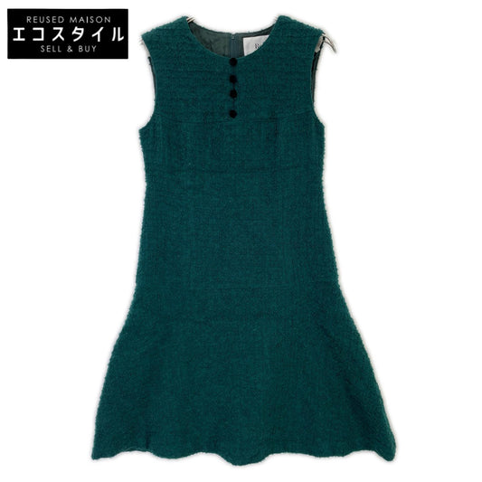 Rene 24AW 6446180 Green Wool-Nylon Pile Sleeveless Dress