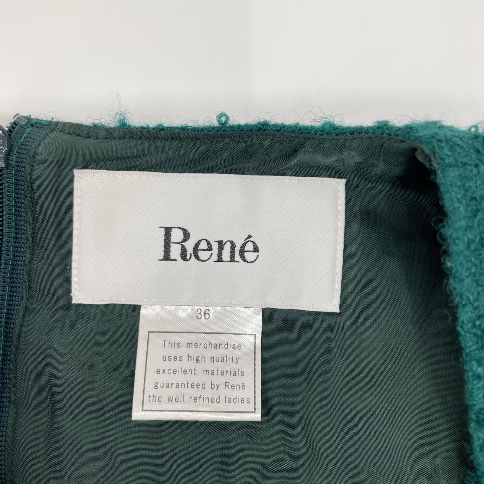 Rene ルネ 24AW 6446180 グリーン ウールナイロン パイル ノースリーブワンピース ワンピース
