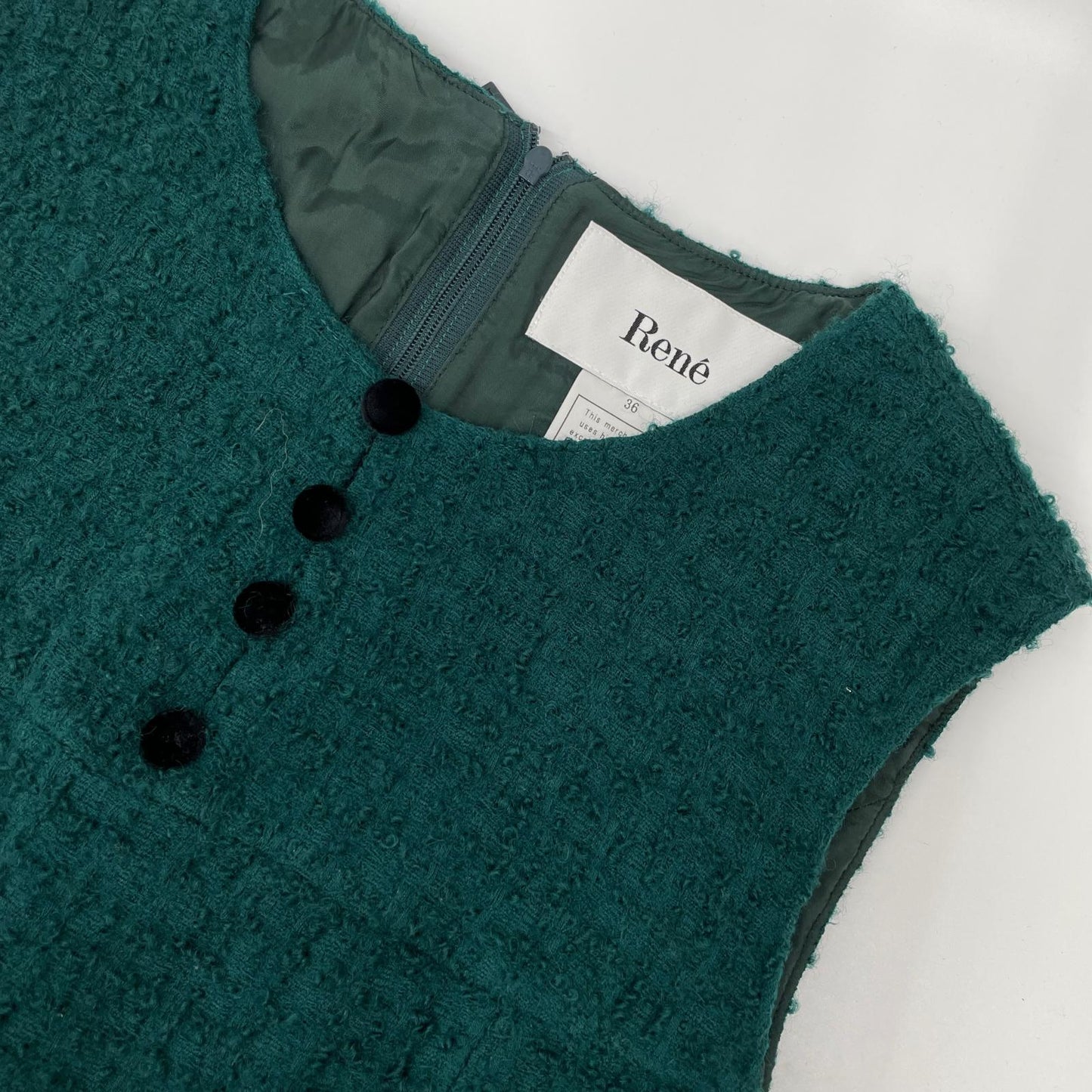 Rene ルネ 24AW 6446180 グリーン ウールナイロン パイル ノースリーブワンピース ワンピース