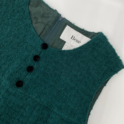 Rene ルネ 24AW 6446180 グリーン ウールナイロン パイル ノースリーブワンピース ワンピース