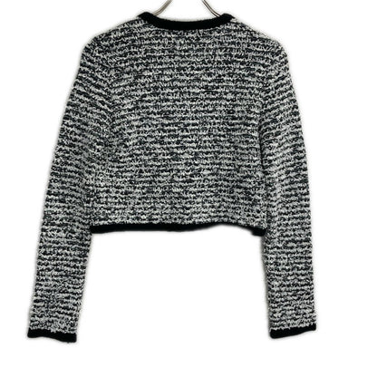 Rene ルネ 22AW 6242160 ホワイト×ブラック ウールナイロン パールボタン ノーカラーツイードジャケット ジャケット