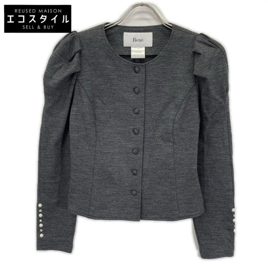 Rene ルネ 6247020 グレー ウールナイロン パフスリーブジャケット ジャケット
