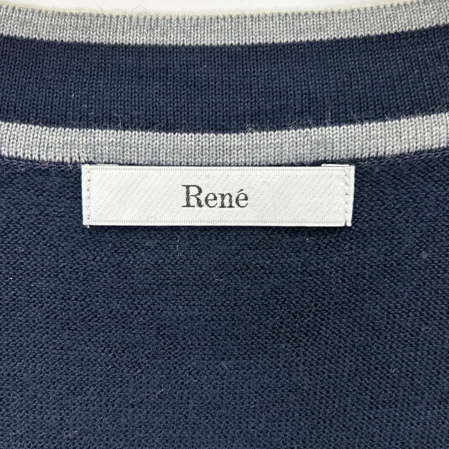 Rene ルネ 6142410 ネイビー ウール ジップアップニットブルゾン トップス
