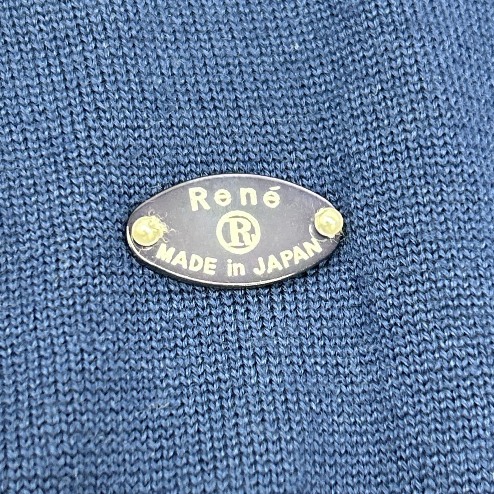 Rene ルネ 6342370 ネイビー ウール ロゴプレート タートルネックニットトップス トップス