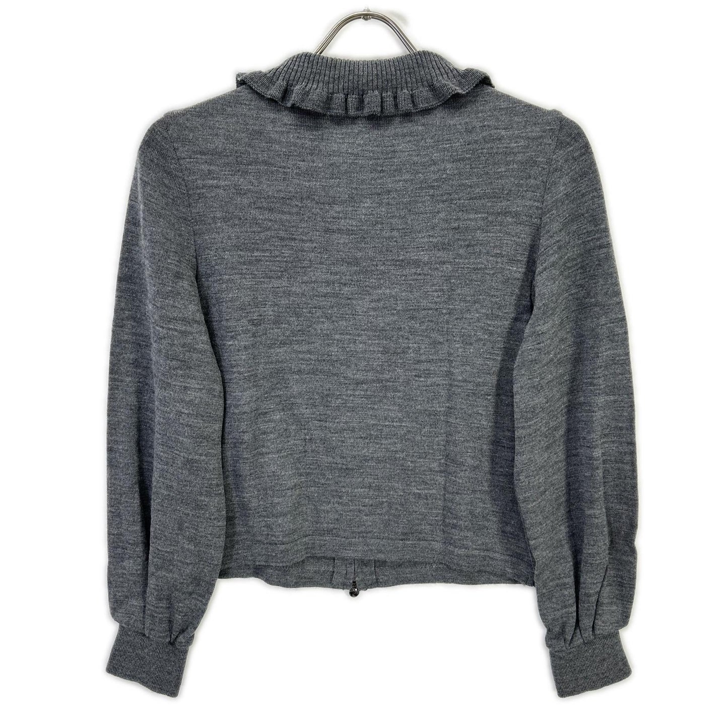 Rene ルネ 24AW 5442040 グレー ウール フリルデザイン ハイネックジップアップニット トップス