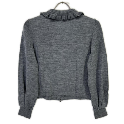 Rene ルネ 24AW 5442040 グレー ウール フリルデザイン ハイネックジップアップニット トップス