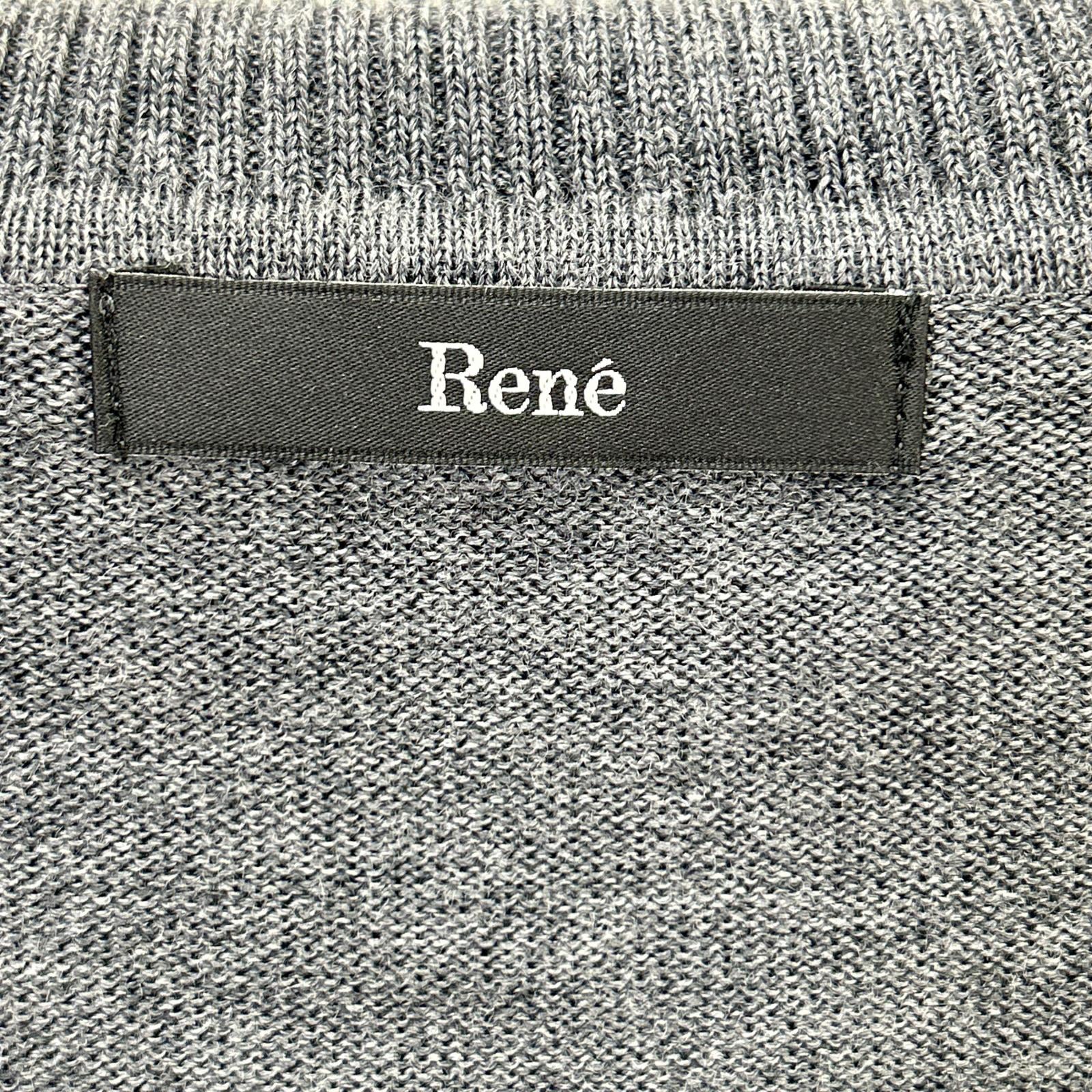 Rene ルネ 24AW 5442040 グレー ウール フリルデザイン ハイネックジップアップニット トップス