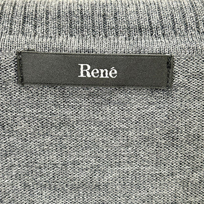 Rene ルネ 24AW 5442040 グレー ウール フリルデザイン ハイネックジップアップニット トップス