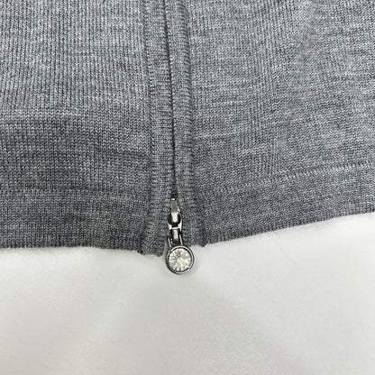 Rene ルネ 24AW 5442040 グレー ウール フリルデザイン ハイネックジップアップニット トップス