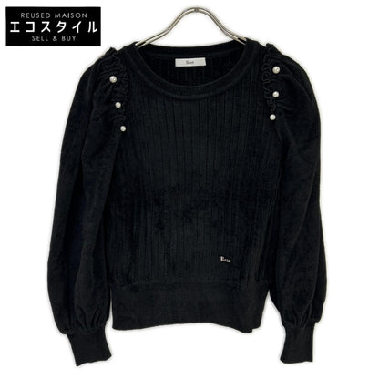 Rene ルネ 6132480 ブラック レーヨンナイロン パール パフスリーブニット トップス