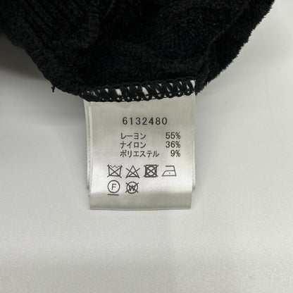 Rene ルネ 6132480 ブラック レーヨンナイロン パール パフスリーブニット トップス