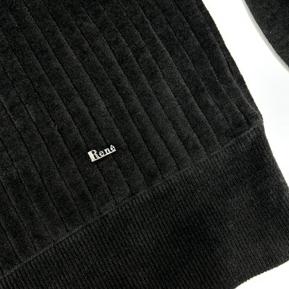 Rene ルネ 6132480 ブラック レーヨンナイロン パール パフスリーブニット トップス