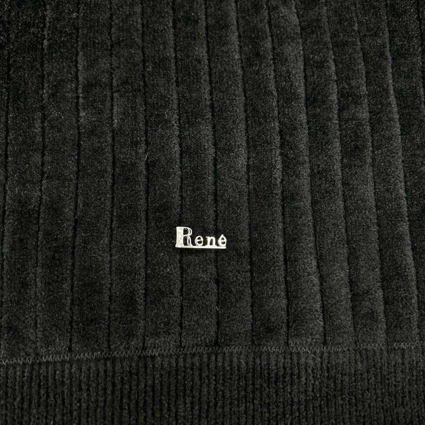 Rene ルネ 6132480 ブラック レーヨンナイロン パール パフスリーブニット トップス