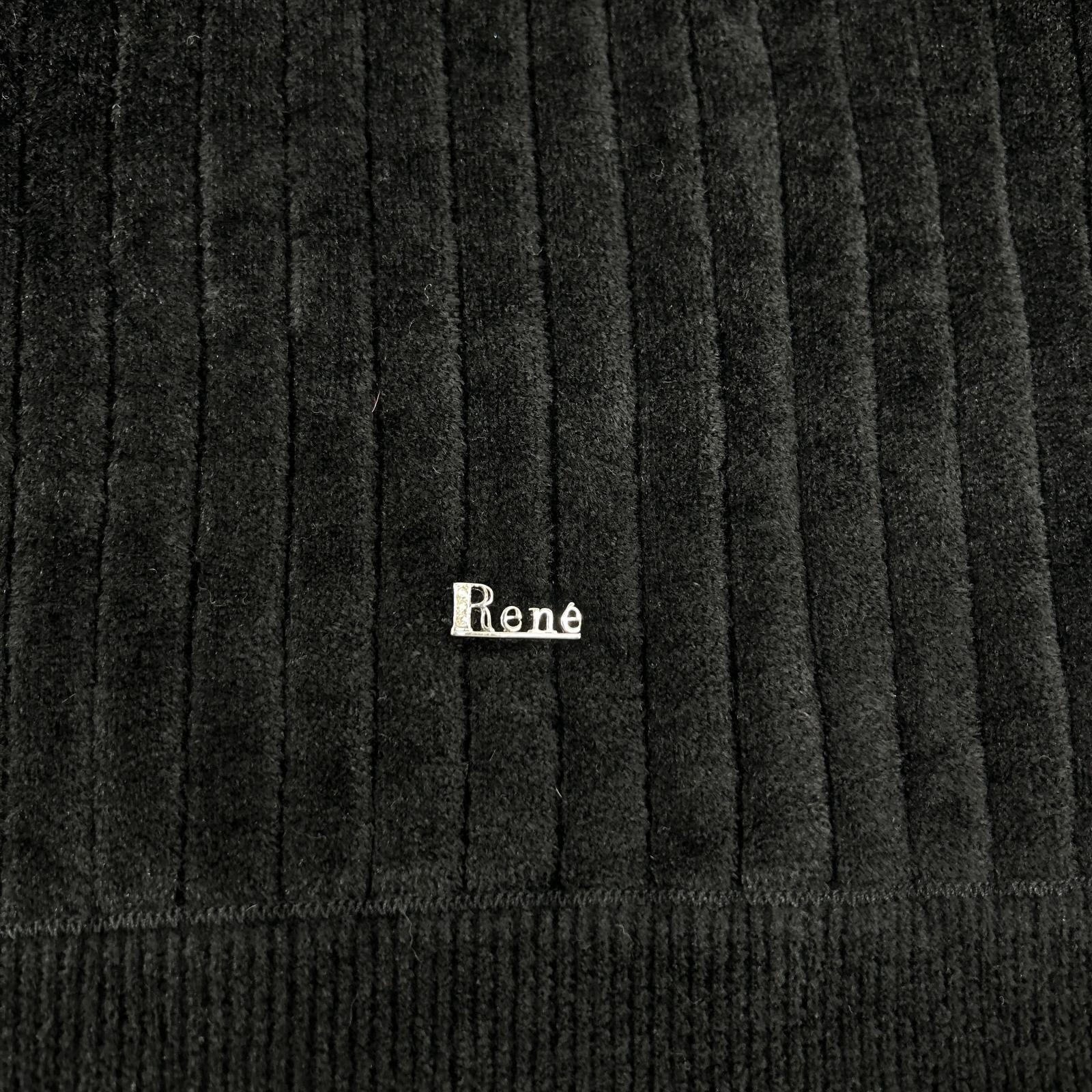 Rene ルネ 6132480 ブラック レーヨンナイロン パール パフスリーブニット トップス