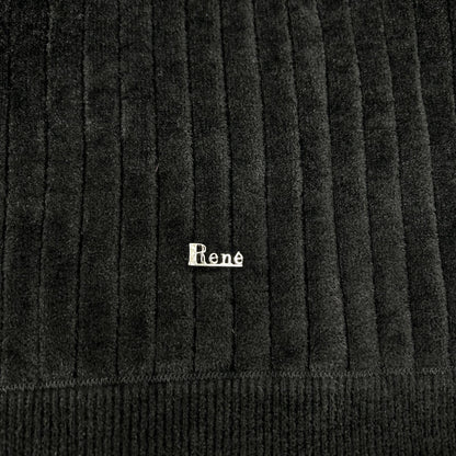 Rene ルネ 6132480 ブラック レーヨンナイロン パール パフスリーブニット トップス