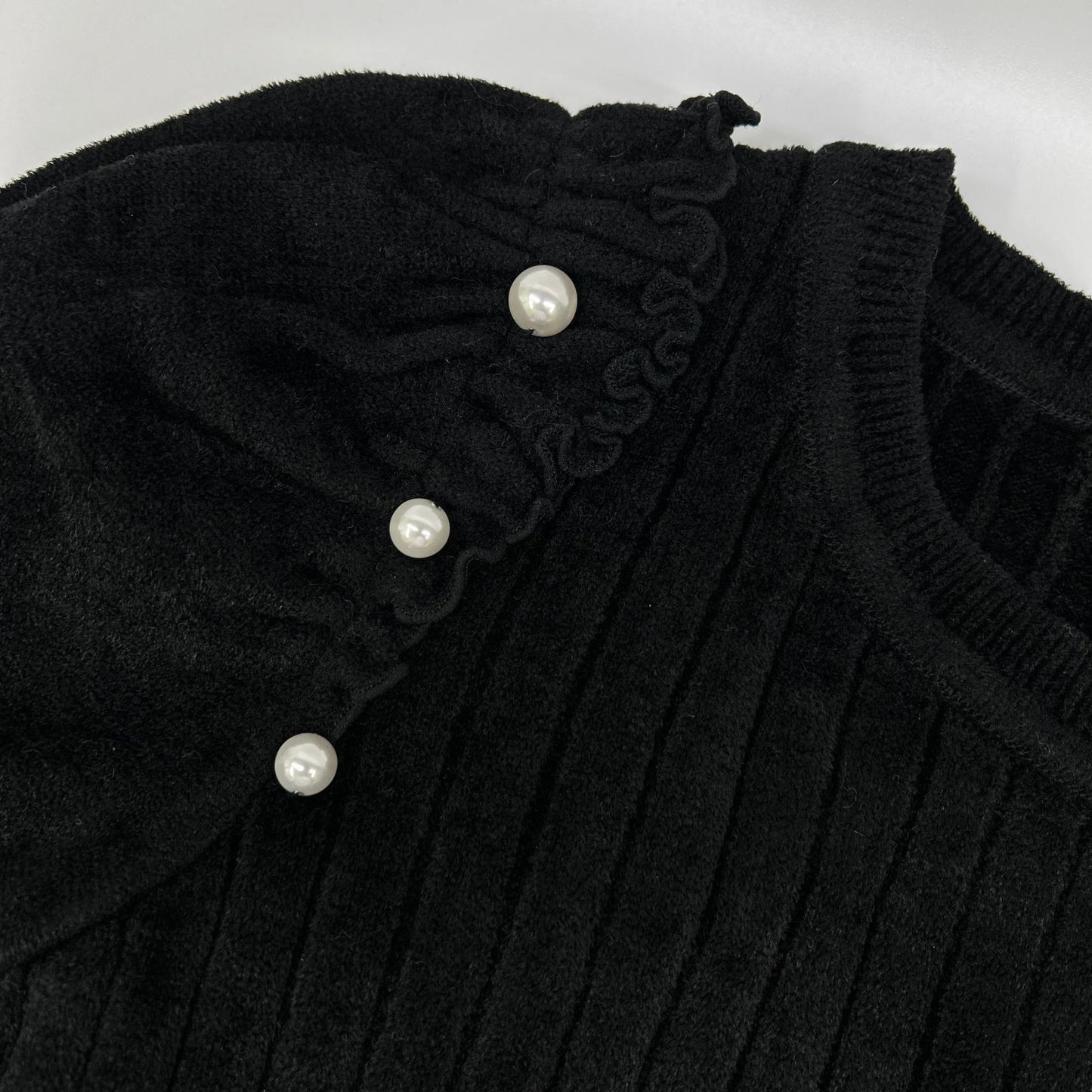 Rene ルネ 6132480 ブラック レーヨンナイロン パール パフスリーブニット トップス