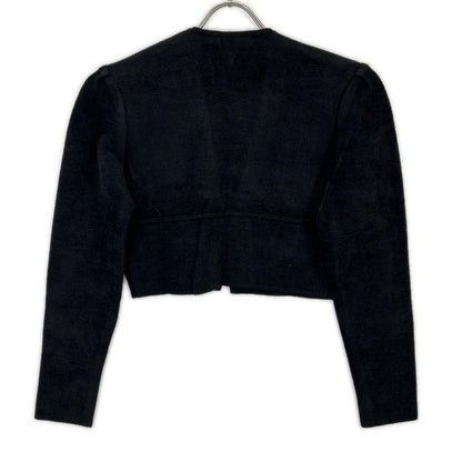 Rene 6042380 Black Rayon-Wool Pile Short Cardigan Tops